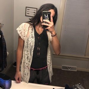 white see through cardigan